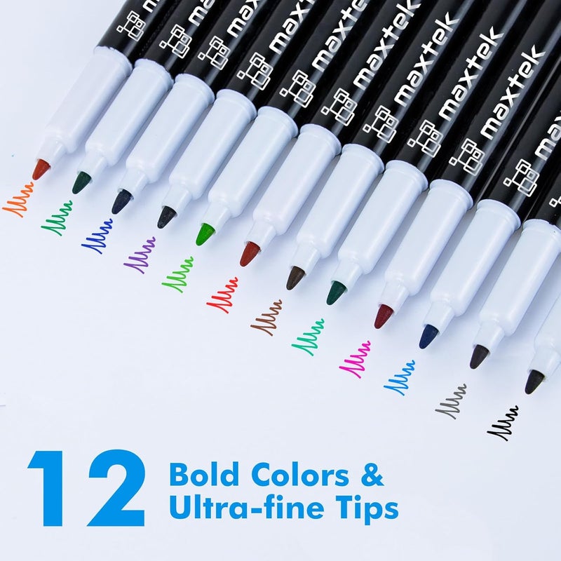 maxtek 24 Count Dry Erase Markers Ultra Fine Tip, 12 Colors, Low Odor, 0.7mm Fine Point Dry Erase Markers for Planning Whiteboard, Calendar Boards - Image 5